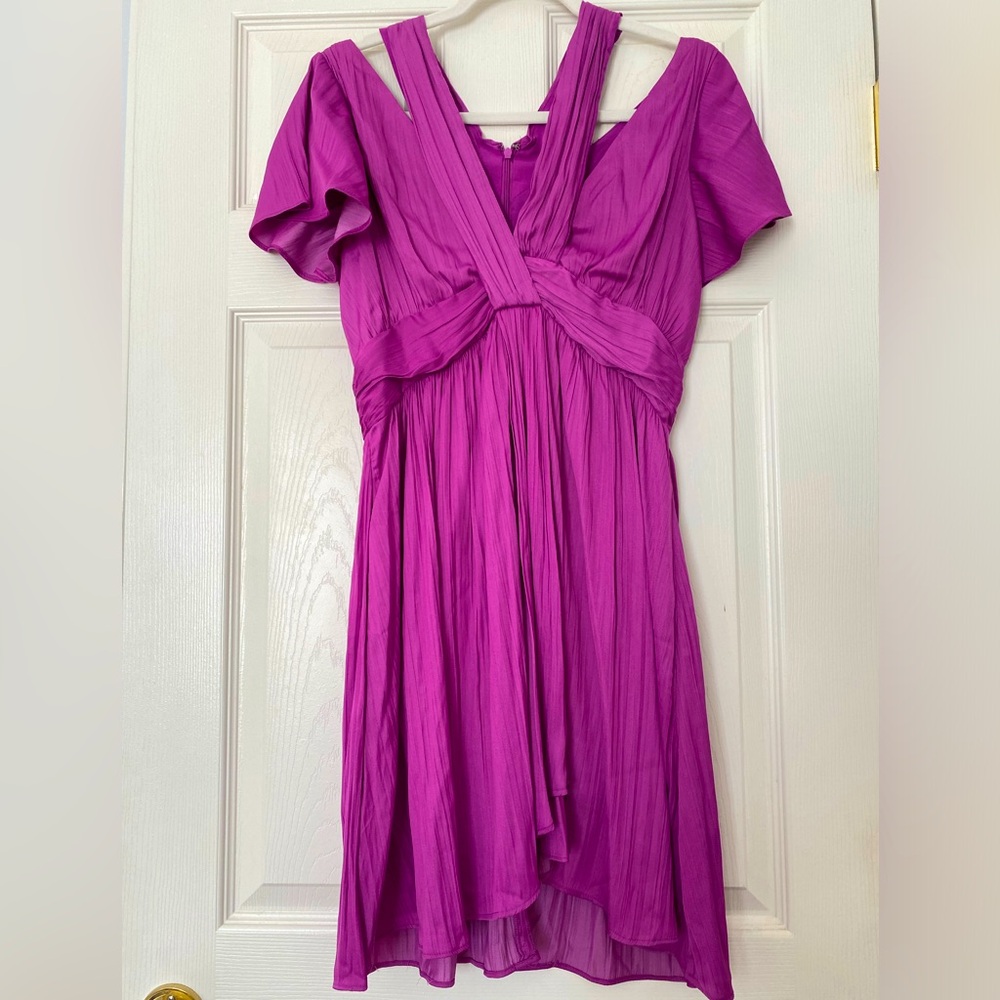 Anthropologie V-Neck Luminous Mini Dress, Size 8